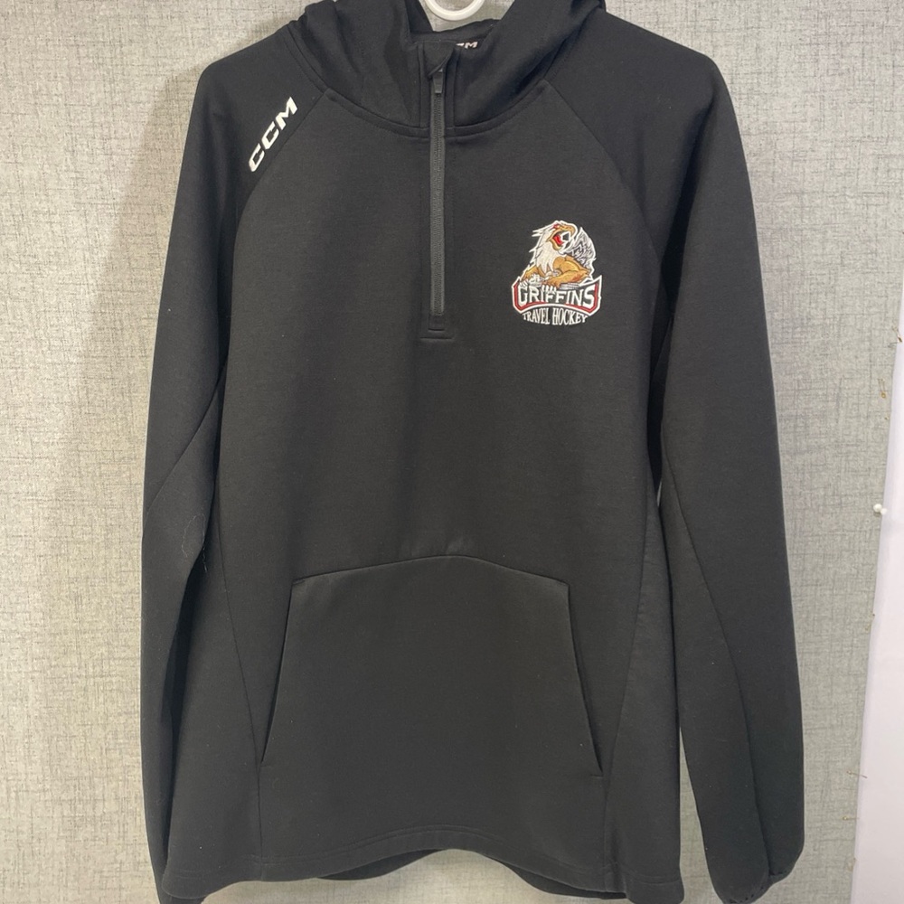 Travel Hockey CCM Black Hoodie with Griffins Large Unisex